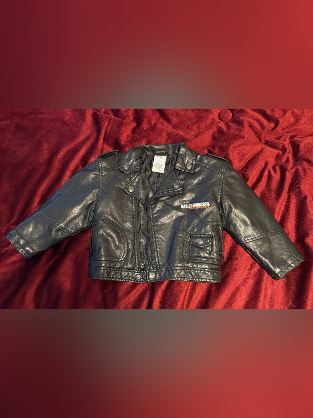 Harley-Davidson Toddler Moto Jacket 2T Black Eagle Biker Faux Leather